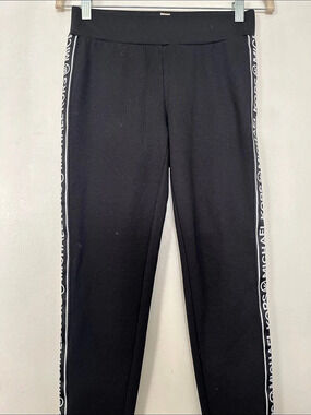 Michael Kors Stretch Nylon Logo Tape Leggings Black & White XS
